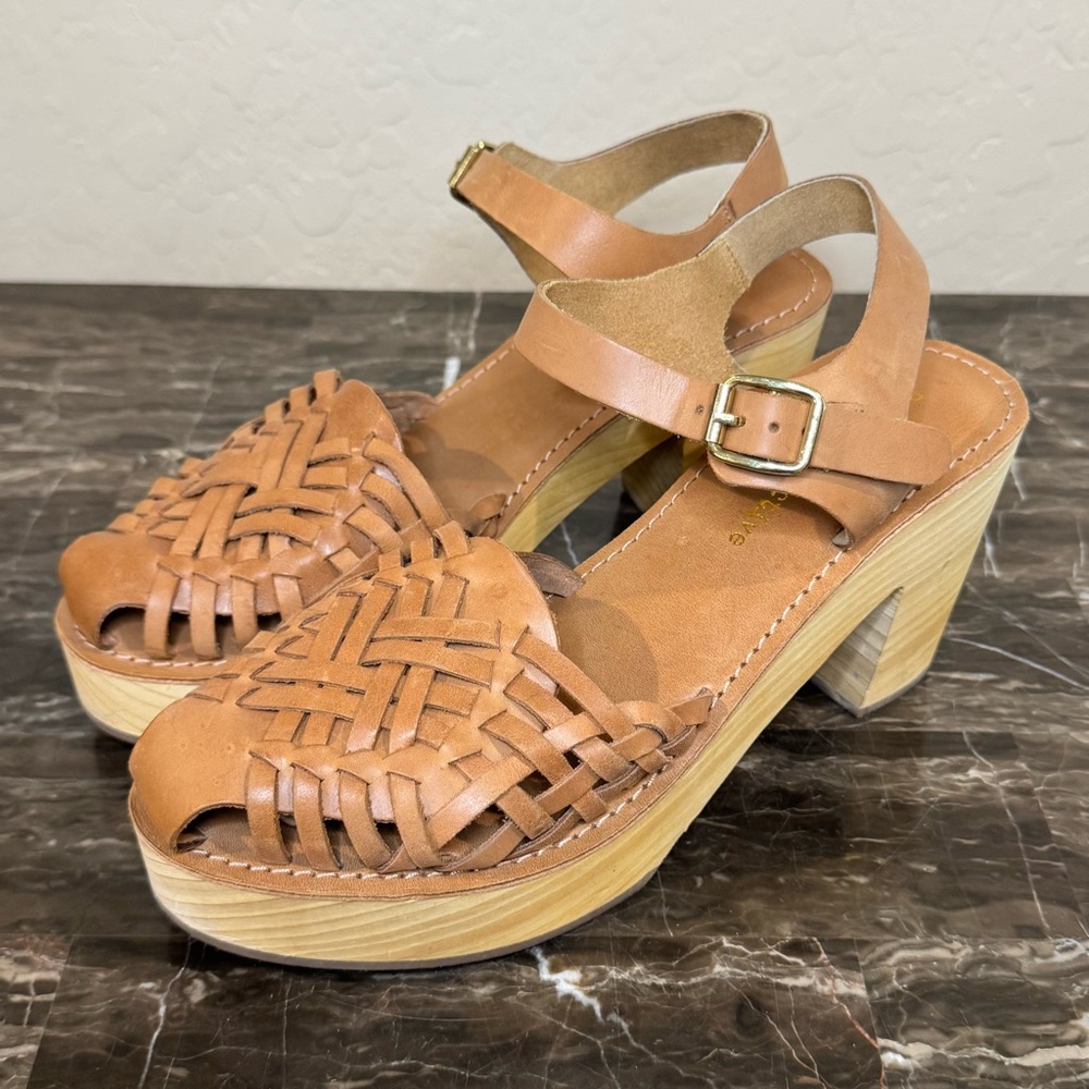Band Of The Free Magnolia Leather Woven Clogs